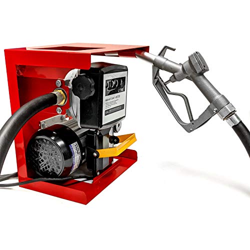 Biltek 110V Electric Fuel Transfer Pump - Includes a Meter, Nozzle & 13ft Hose - For Diesel Oil (Not for Gasoline) - 60 L/Min, Red (FTP-6060)
