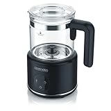 Arendo – Milchaufschäumer elektrisch – 500 ml – 6 Automatikprogramme – Milchschaum für heiß und kalt – 2 Einsätze – Milchschäumer für Cappuccino Latte Macchiato heiße Schokolade