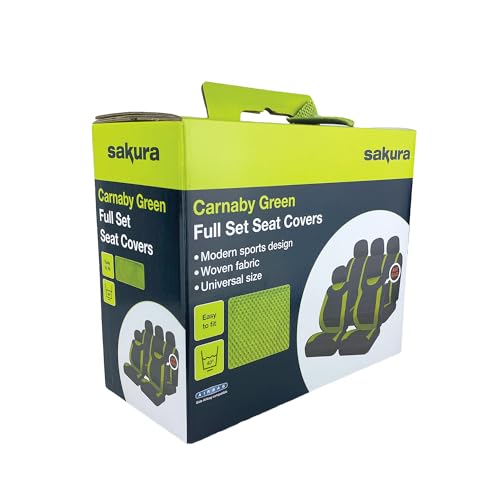 Sakura Car Seat and Headrest Covers Carnaby Green SS5294 - Full Set Universal Size Elasticated Hems Side Airbag Compatible Washable Easy Fit - Image 3