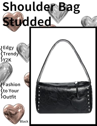 Image of Studded Purses Y2k Shoulder Bag Vintage Leather Punk Handbag Grunge