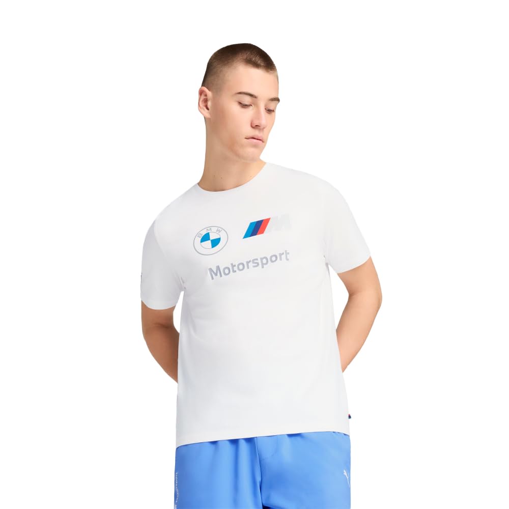 Puma Men's BMW M Motorsport Essentials Logo T-Shirt, Puma White SS25, Medium