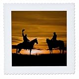3dRose qs_97349_2 Cowboys on Horses, Hideout Ranch, Shell Wyoming-US51 JRE0047-Joe Restuccia III-Quilt Square, 6 by 6-Inch