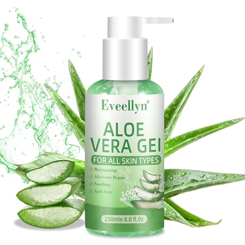 Gel de Aloe Vera 100% Puro para Rostro, Cabello y Cuerpo, Hidratante Natural, Calmante y Nutritivo, Reparación Después del Sol, Apto para Todo Tipo de Piel (250ml)