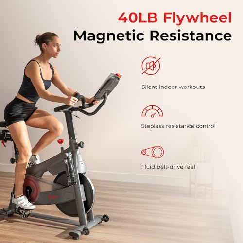 Image of Sunny Health & Fitness Smart Indoor Cycling Bike for Home Cardio Exercise