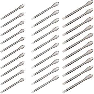 iplusmile 30pcs Stainless Steel Lab Spatula Micro Scoop Metal Medicine Spoons Laboratory Mixing Spatula Long Sampling Spoon