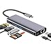 Produktbild USB C Hub, MZKJ Typ c Adapter mit HDMI, Gigabit Ethernet LAN, USB 3.0 Ports, SD/TF Kartenleser, USB C Ladeanschluss, für Switch, MacBook Pro 2018, Alle Geräte mit Thunderbolt 3 Port (7 in 1)