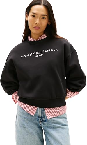 Tommy Hilfiger Corp Logo MDRN SWTSRT WW0WW47831 - Sudadera sin Botones para Mujer, Color Negro (Negro), Talla S, Negro (Negro), S