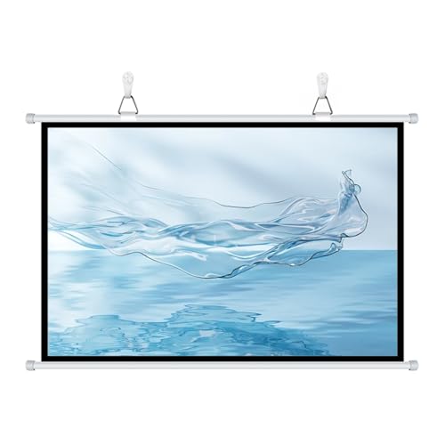 Pantalla de proyección colgante HD para pared, pantalla portátil indoor/outdoor de 72" 4K HD para cine en casa, manual enrollable miniatura 1