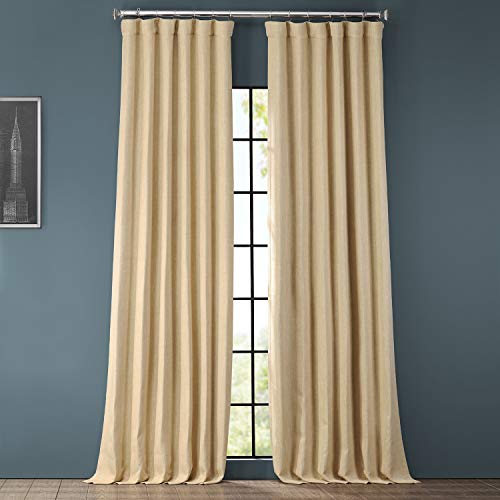 Image of HPD Half Price Drapes - Faux Linen Curtains for Living Room (1 Panel) - 50W X 120L - Textured Room Darkening Curtains for Bedroom 120 Inches Long - Drapes for Home Decor, Millet