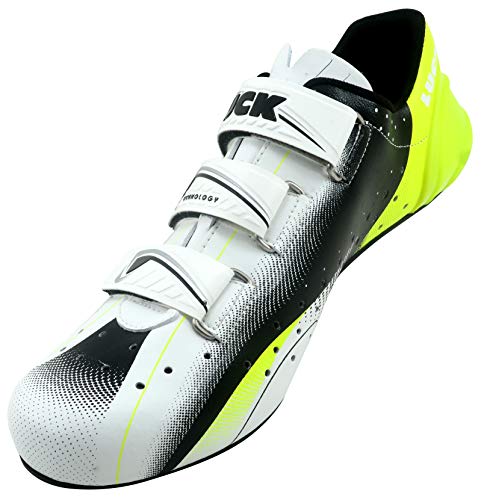 LUCK Chaussures de cyclisme EVO rouge pour la route, avec semelle en carbone, très rigide et légère et triple bande Velcro - Image 7