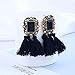Pour les femmes   rouge longue soie tissu gland boucles d'oreilles pour les femmes fête Vintage Gem Dangle Drop boucle d'oreille balançoires boucle d'oreille   noir