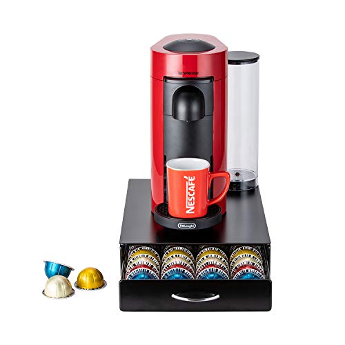 Flagship Coffee Pod Holder Storage Drawer For Nespresso Vertuo Capsule Holder Organizer Drawer Tray With Mesh Shelves For Nespresso Vertuo Holder Black Metal (40 Pod Vertuoline) #TOP2