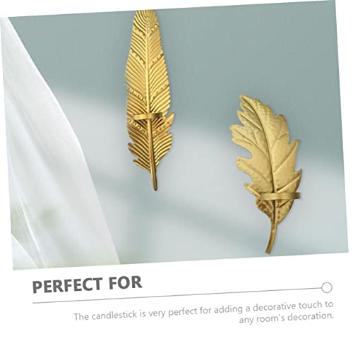 Artibetter 2Pcs Leaf Shape Modeling Ornament Candlestick Wall-Mounted Candle Decor Holder Hanging Unique Decorative Sturdy Metal Style Stand Home Wall Nordic Design #TOP7