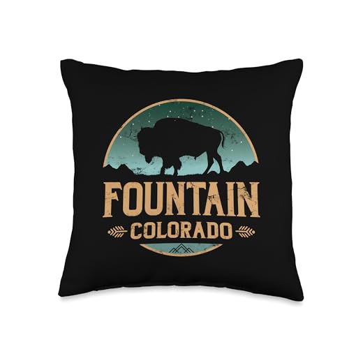 Fountain Colorado CO Buffalo Bison Throw Pillow