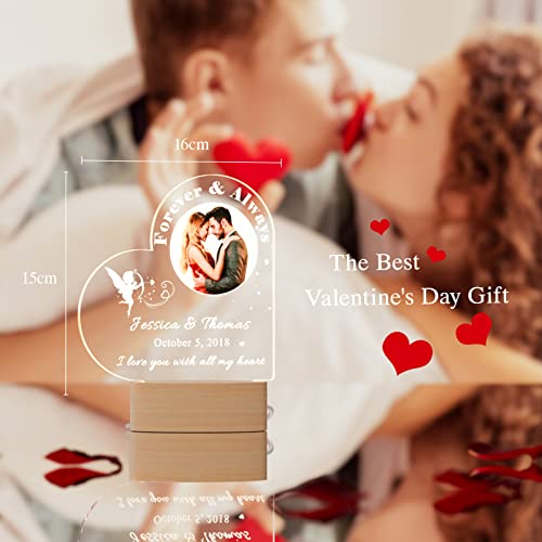 Personalized Gifts For Her Girlfriend - Heart Night Light With Picture, Wedding Engagement Birthday Gifts For Girlfriend Her Wife Couple Boyfriend Husband Him, Customized Gifts For Anniversary #TOP5
