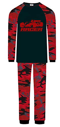 Jujak Boys Racing Car Grand Prix Pyjamas PJs Motor Sports Premium & Prestige Ranges (8-9 Years, Red Camo)