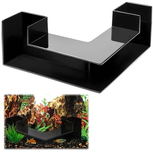 水槽用地下トンネル 12.5×12.5×5.5cm コーナー水槽トンネル 洞窟型シェルター エビ・金魚の隠れ家 小型魚の生息地 クリスタルシェルターハウス 水槽装飾アクセサリー (ブラック)