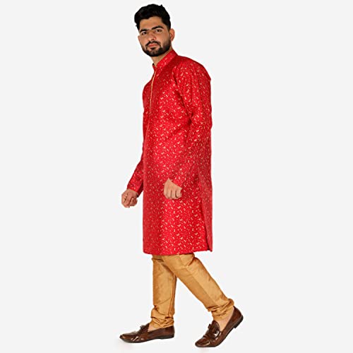 Image of Pro-Ethic Style Developer Men's & Boys Silk Floral Baap Beta Kurta Pajama Set | Father Son Matching Dresses | | (B-111)
