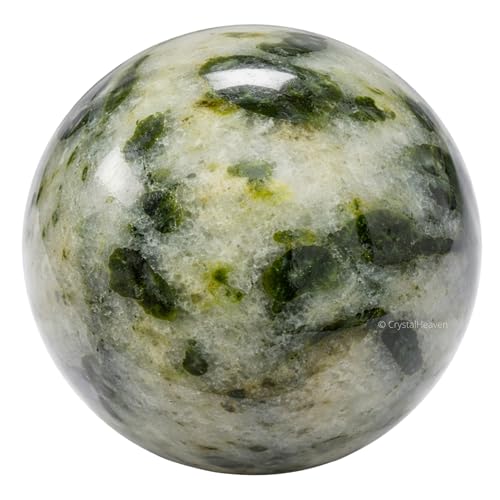 Image of Certified Green Tourmaline in Quartz Crystal Ball for Meditation - Premium Crystal Vastu Items for Home and Feng Shui Items for Good Luck - Ideal for Pooja Supplies and Spiritual Practices (2 inch Inch)