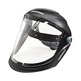 Jackson Safety MAXVIEW Face Shield, Ratcheting, Clear Tint, Anti-Fog, Black, 14201 (Remove Protective Film from Face Shields Before Use)