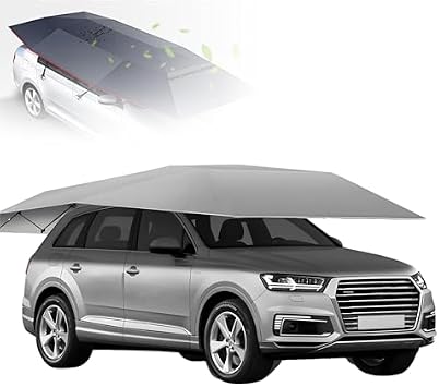 Remote Control Fully Automatic Car Tent - One Click Foldable Carport Sun Shelter, Lightweight Universal Awning for Cars, Easy to Carry, 15ft Black Sunshade