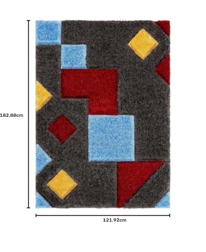 Image of Carpet for Hall | Carpet for Living Room |4X6 FEET Rugs for Bedroom | Carpet | Rug for Living Room | Carpet & Rugs for Home Decor | Carpet for Bedroom Floor (Blue Red Multi)