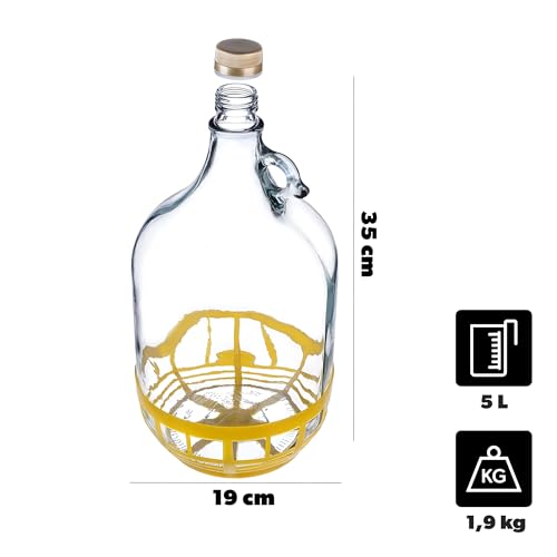 Miniatura 3 de Kadax Globo De Cristal Para Vino 5l, Boca Estrecha, Galón, Recipiente De Fermentación, Botella, Botella De Cristal, Globo De Fermentación, Globo De Fermentación Tapón De Rosca