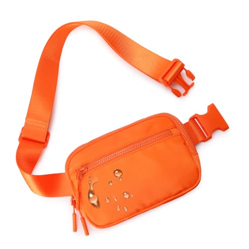 WESTBRONCO Fanny Packs for Women Men, Belt Bag with 4 Zipper Pockets, Fashion Waist Packs, Lightweight Crossbody Bags with Adjustable Strap for Workout/Running/Hiking (Orange)