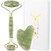 Produktbild Gua Sha und Massagegerät Jade Roller set Gesichtsmassagegerät für Falten 100% Natural und premium Qualität Gesichtsmassage mit Gesichtsmassagegerät für Falten, Anti Aging Jaderoller