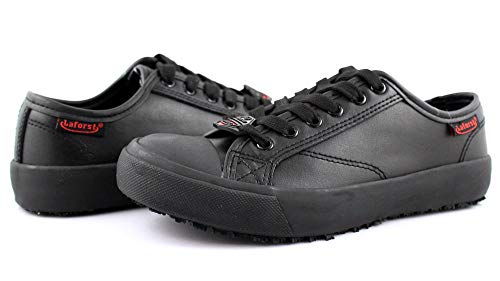 Laforst Mens 3514 Leather Slip Resistant Server Waiter Lace Up Flat Black 9