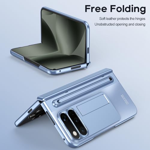 Coque Google Pixel 11 Pro Fold avec stylet inclus et support vidéo mains libres bleu