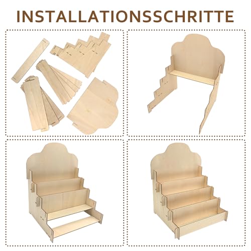 BOUTICOL Kartenständer Postkartenständer Holz 4 Stöckiger - 35 x 26,5 x 30CM - Für Geburtstagskarten Einzelhandelsschaufenster Graded Cards PSA-Karten Sportkarten Grußkarten Aufkleber Teebox