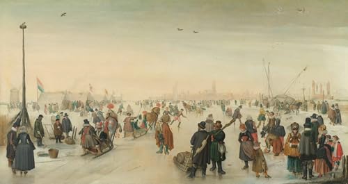Lienzo decorativo premium Disfrutando del hielo de Hendrick Avercamp para pared de 60x90cm