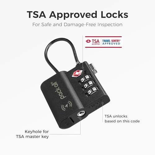 pack all Anti-Lost Tracking Luggage Lock, Smart TSA-Approved Cable Lock | Compatible Only with iOS, USB-C Rechargeable, Resettable 3-Digit Code, Clear Number Dials, Flexible Cable, 1 Pack - image 5