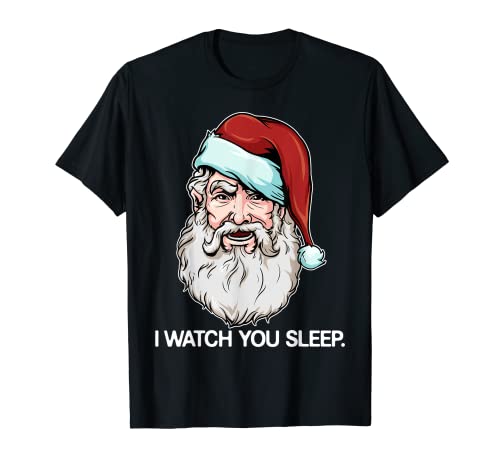 Papá Noel te veo dormir divertido Navidad humor oscuro Camiseta