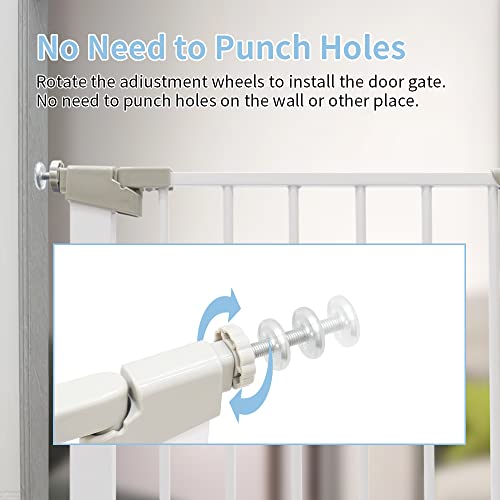 Baby Gate Extra Wide, Baby Gate For Stairs, Doorways. White, Easy Walk Thru Durability Dog Gates For The House Indoor. Auto Close Safety Baby Gate, Extra Tall Child Gate. #TOP4
