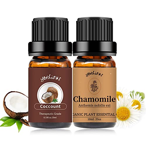 Yethious Chamomile Essential Oil Bundle With Cocanut Essential Oil Organic Roman Chamomile Essential Oil 100% Pure Aromatherapy Gift Oils 10Ml 0.33 Oz For Diffuser Humidifier #TOP6