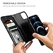 Bocasal for iPhone 12 Pro Max Wallet Case Compatible with MagSafe Wireless Charging, RFID Blocking Magnetic Leather Case with Card Slots Holder Kickstand Detachable Wrist Strap 6.7 Inch (Black)
