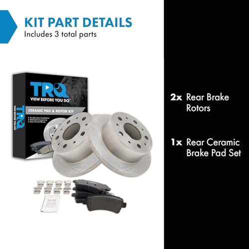 Image of TRQ Rear Brake Pad and Rotor Set Ceramic Solid Rotors Compatible with 2014-2020 Ram ProMaster 1500 2500 3500