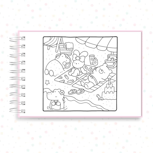 Livro de Colorir Ursinho Cozy Friends Amigos 45 Folhas 180 Gramatura Capa Dura Caderno Desenho Pintu