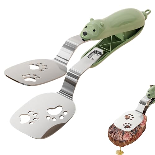 Pinzas para cocinar, pinzas de cocina de oso de acero inoxidable, espátula multiusos para bufé, práctico agarre de alimentos para barbacoa al aire libre, pasta, tostadas, enlatados, postres, hogar