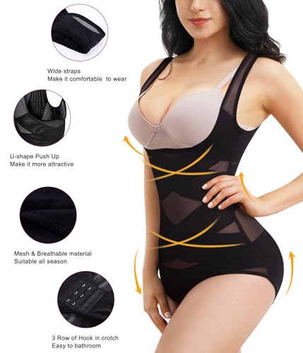 REYEOGO Shapewear Bodysuit for Women Tummy Control Butt Lifter Panty Hi-Waist Trainer Stomach Body Shaper Slimming Girdles4