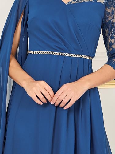 Image of Miss Chase Women's Round Neck Cap Sleeves Lace Knee -Long Skater Dress