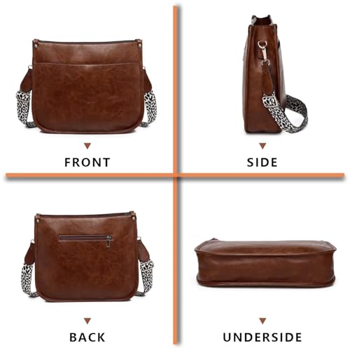 Image of AUYOCO Vegan Leather Crossbody Bags for Women, Crossbody Purse with Guitar Strap Zipped Pockets Handbag Shoulder Bag
