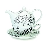 DUNOON Tea for ONE - Set: Kännchen, Tasse m. Untertasse Ebony & Ivory In Geschenkbox