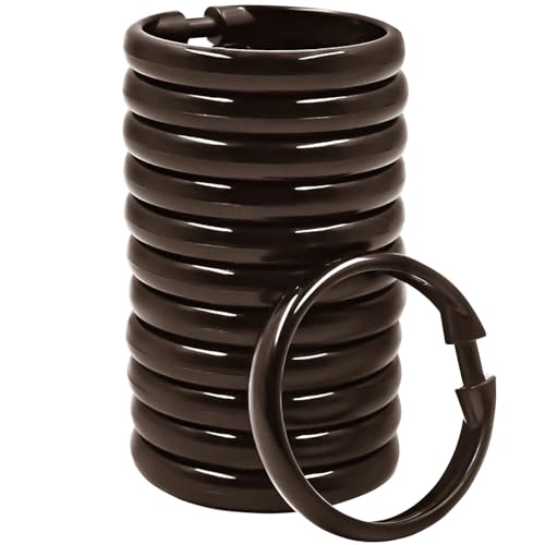 Qulable Shower Curtain Rings-12 Pack- Plastic Shower Curtain Hooks O-Shaped Rings Hook Glide Easily on Bathroom Shower Rod(Bronze)