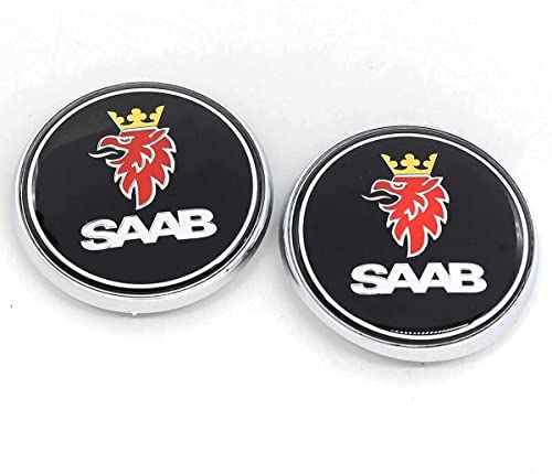 MAIALOT Car Logo Front Grill Emblem Badge Hood Trunk Rear Logo Badge Emblem Compatible with 03-10 Saab 9-3 9-5 93 95 Car Accessories (Black) (no)