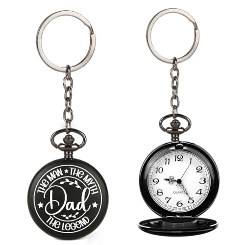 Image of Vintage Gandhi Style Pocket Watch with Engraved Designs & Messages Royal Black Analog for Men Women & Kids Includes Key Ring for car or Bike Keys Ideal Gift