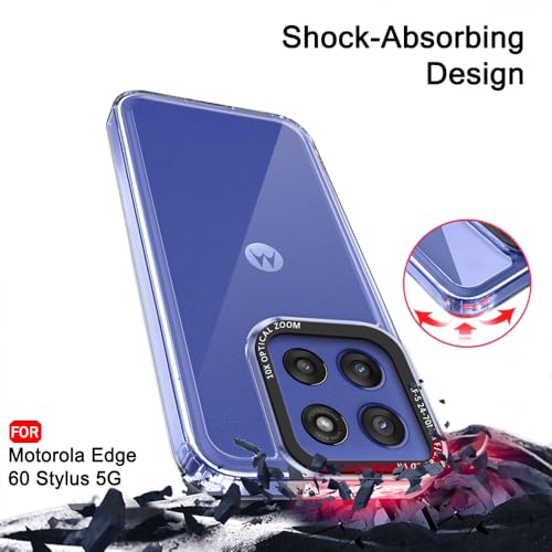 Image of TheGiftKart Hybrid Shockproof Back Cover Case for Motorola Moto Edge 60 Stylus 5G | Stylish Camera Border | Electroplated Buttons | Crystal Clear Hard Back Cover Case (TPU & PC, Transparent Bumper)