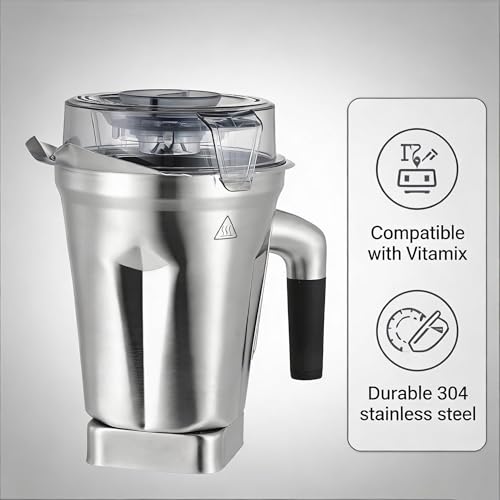 64oz Stainless Steel Container Compatible with Vitamix 5200 750 6300 Vm0103 Vm0197 E310 A2500 Classic C/G Explorian/Commercial Series etc Blender Jar Cup